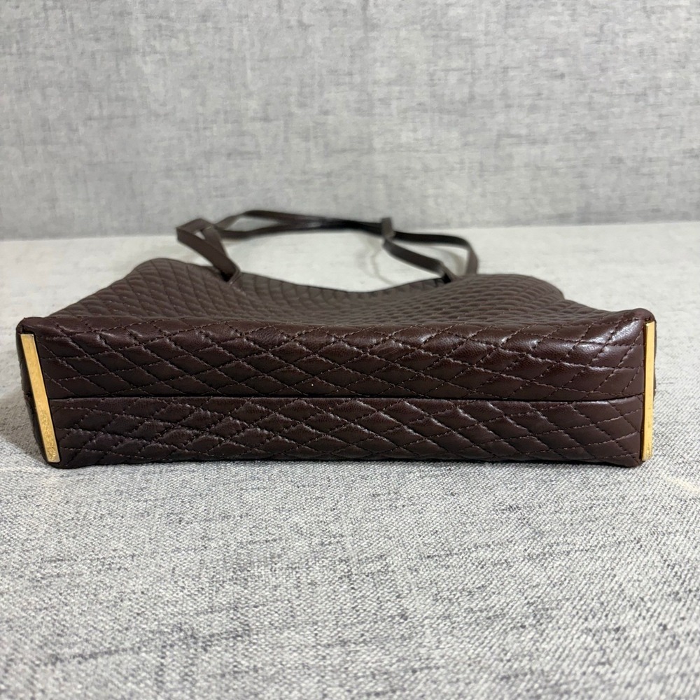Bally Vintage Brown Quilted Leather Shoulder Bag Gold Hardware Made in Italy - Picture 10 of 12